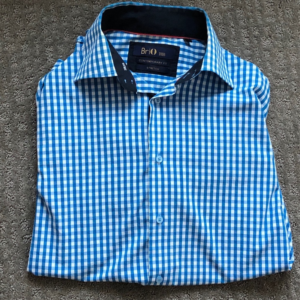 Brio 1818 Blue & White Gingham Dress Shirt